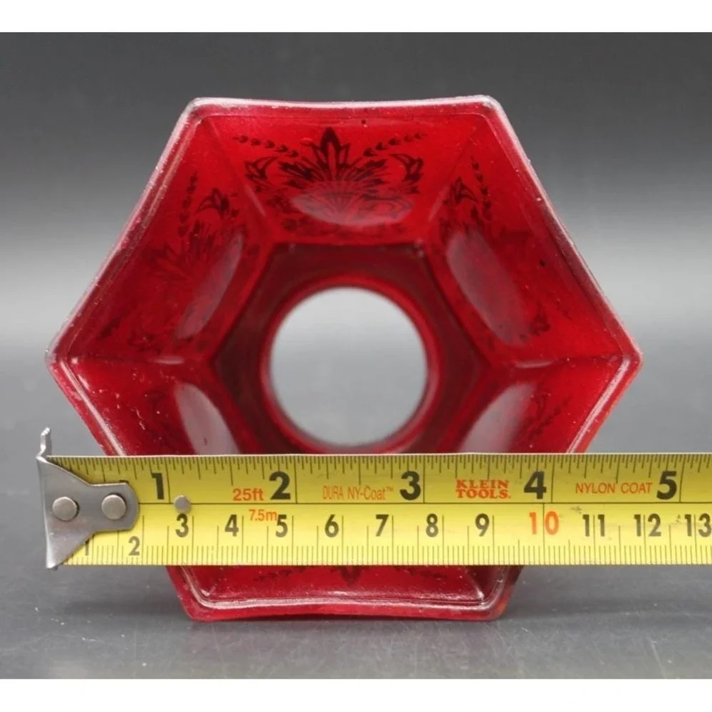 Vintage Wall Sconce Lamp w Ruby Red Frosted Glass Shade Art Deco Style